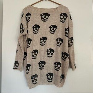 Boutique Wool Blend Skull Pattern Sweater Size S